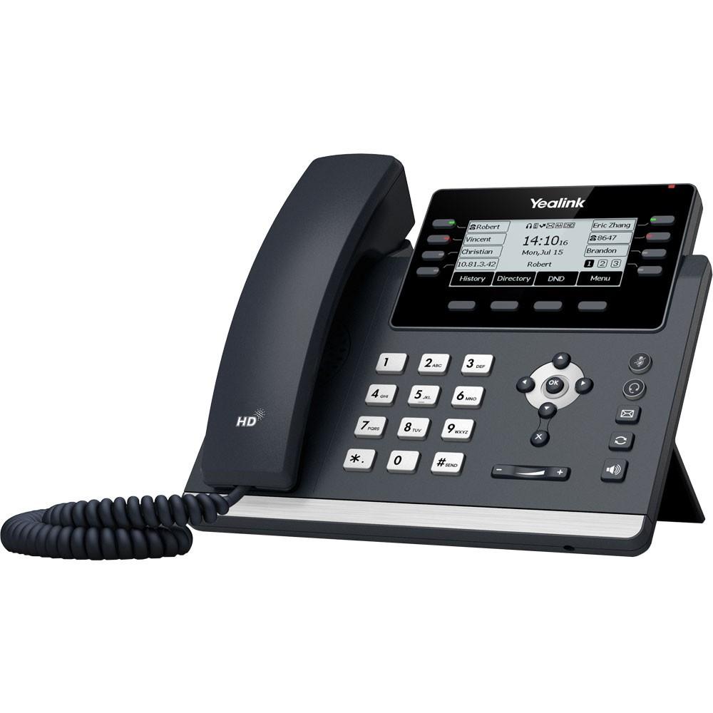 Yealink SIP-T43U - VoIP phone with caller ID - 3-way call capability - SIP SIP v2 - 12 lines - classic gray power supply included NOT WIFI ENABLED